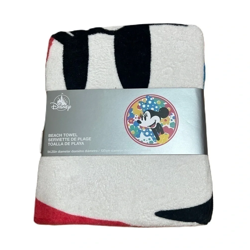 Disney Minnie Mouse Beach Towel NEW Art Fest Parks Pink Blue Black White
